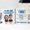 From Mom To Son Watching You Be A Dad Cartoon Style Fist Bump Personalized Mug, Father's Day Gift For Son