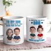From Mom To Son Watching You Be A Dad Cartoon Style Personalized Mug, Father's Day Gift For Son