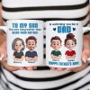 From Mom To Son Watching You Be A Dad Cartoon Style Personalized Mug, Father's Day Gift For Son
