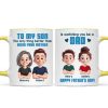 From Mom To Son Watching You Be A Dad Cartoon Style Personalized Mug, Father's Day Gift For Son