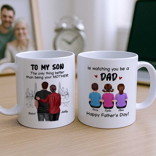 From Mom To Son Watching You Be A Dad Personalized Mug, Father's Day Gift For Son