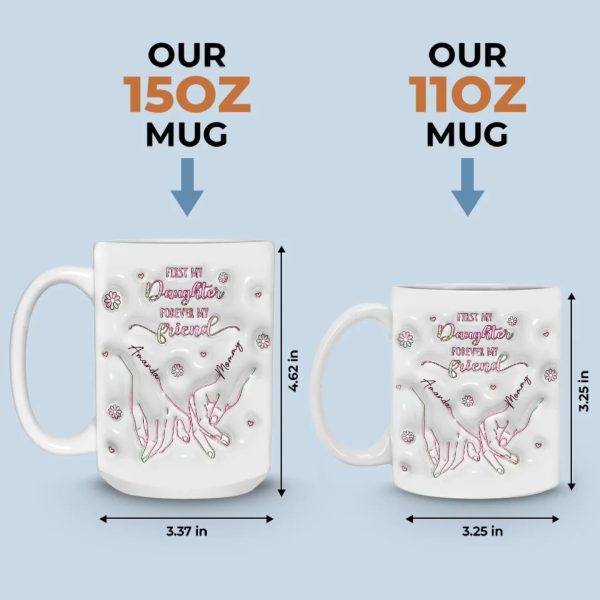 From My Hands To Yours, Always - Family Personalized Custom 3D Inflated Effect Printed Mug - Mother's Day, Gift For Mom, Daughter