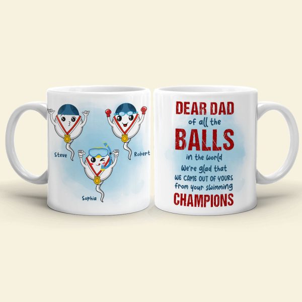From Your Swimming Champions Personalized Funny Sperms Coffee Mug Gift For Dad