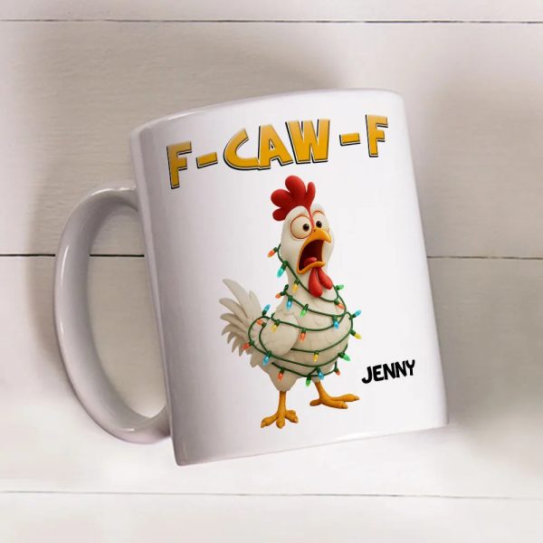 Funny Christmas Chicken Mug with Custom Name A Hilarious Holiday Gift for Friends & Coworkers