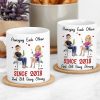 Funny Couple Mug Custom Anniversary Gift for Husband or Wife with Coffee Illustration