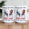 Funny Couple Mug Custom Anniversary Gift for Husband or Wife with Coffee Illustration