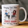 Funny Couple Mug Custom Anniversary Gift for Husband or Wife with Coffee Illustration