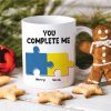 Funny Couple You Complete Me Puzzle, Personalized White Mug, Gift For Couple