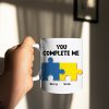 Funny Couple You Complete Me Puzzle, Personalized White Mug, Gift For Couple