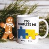 Funny Couple You Complete Me Puzzle, Personalized White Mug, Gift For Couple