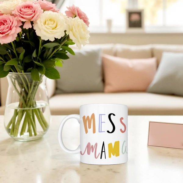 Funny Don't Mess With Mama Typography Coffee Mug, Sarcastic Mom Humor Cup, Gift for Mom from Daughter Son Kids Husband, Birthday Mothers Day Christmas Gift