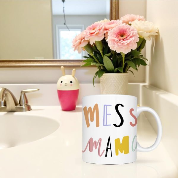 Funny Don't Mess With Mama Typography Coffee Mug, Sarcastic Mom Humor Cup, Gift for Mom from Daughter Son Kids Husband, Birthday Mothers Day Christmas Gift