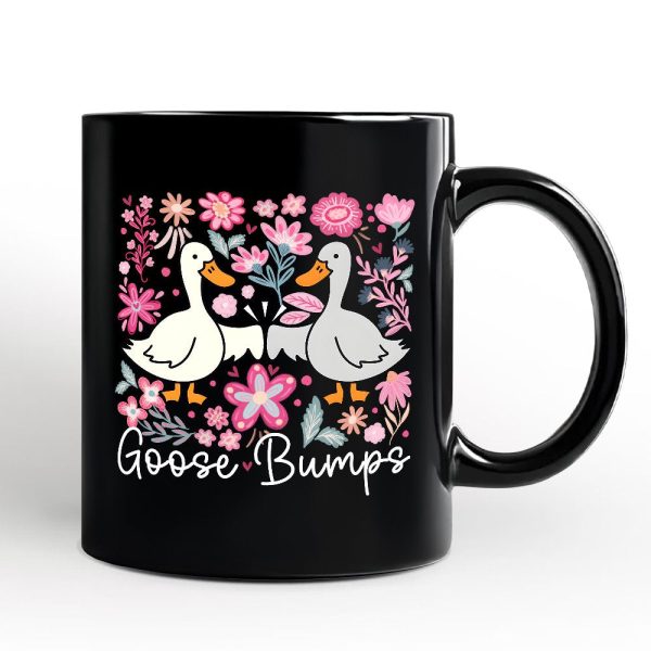 Funny Goose Bumps Floral Personalized Mug, White, Natural and Black Sarcastic Goose Gift with Custom Name