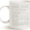 Funny Inspirational Coffee Mug Have Hope Be Strong Motivational Quote Ceramic Mug White, Encouraging Gift for Women Mom Friend, Birthday Christmas Gift