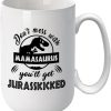 Funny Mamasaurus Coffee Mug Don't Mess With Mamasaurus You'll Get Jurasskicked Dinosaur Design, Gift for Mom from Daughter Son Kids Husband, Birthday Christmas Gift
