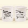 Funny Mug - My Five Moods - Gifts For Friends, Coworkers, Retirement - Personalized Mug