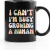 Funny New Mom Coffee Mug I'm Busy Growing a Human Pregnancy Announcement Mug, Gift for Mom to Be from Husband, Baby Reveal Gift