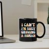 Funny New Mom Coffee Mug I'm Busy Growing a Human Pregnancy Announcement Mug, Gift for Mom to Be from Husband, Baby Reveal Gift