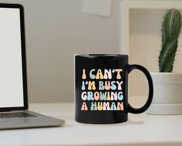 Funny New Mom Coffee Mug I'm Busy Growing a Human Pregnancy Announcement Mug, Gift for Mom to Be from Husband, Baby Reveal Gift