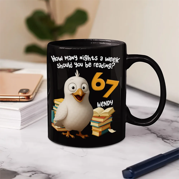 Funny Pigeon How Many Nights A Week Should You Be Reading - Personalized Mug