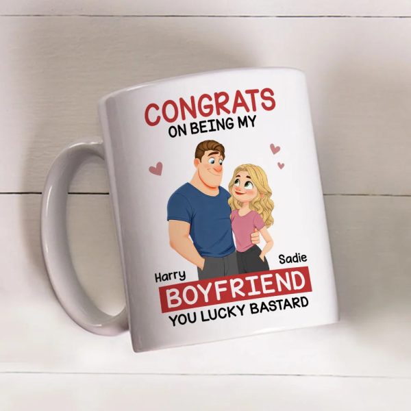 Funny Romantic Personalized Ceramic Mug Congrats On Being My Husband Cute Couple Coffee Gift for Him