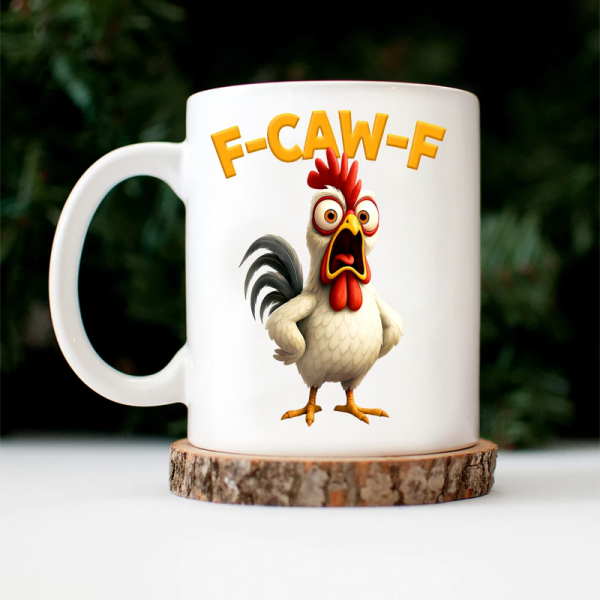 Funny Rooster Mug, Colorful Cartoon Art for Morning Coffee & Office Laughs, a unique gift for Coworkers and Friends