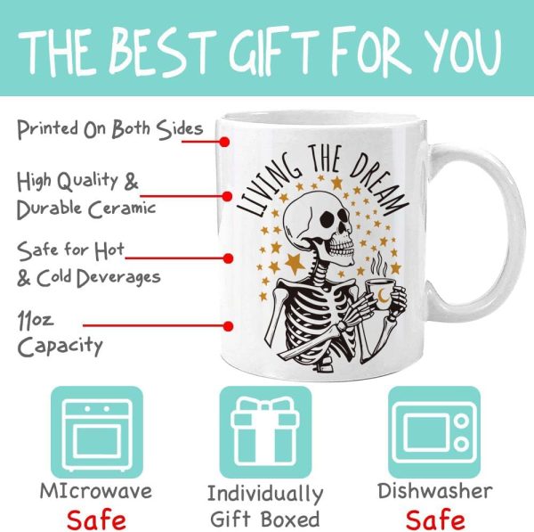 Funny Skeleton Coffee Mug Sarcastic Humor Mug, Gift for Coworker Best Friend Boss, Birthday Christmas Funny Coffee Cup