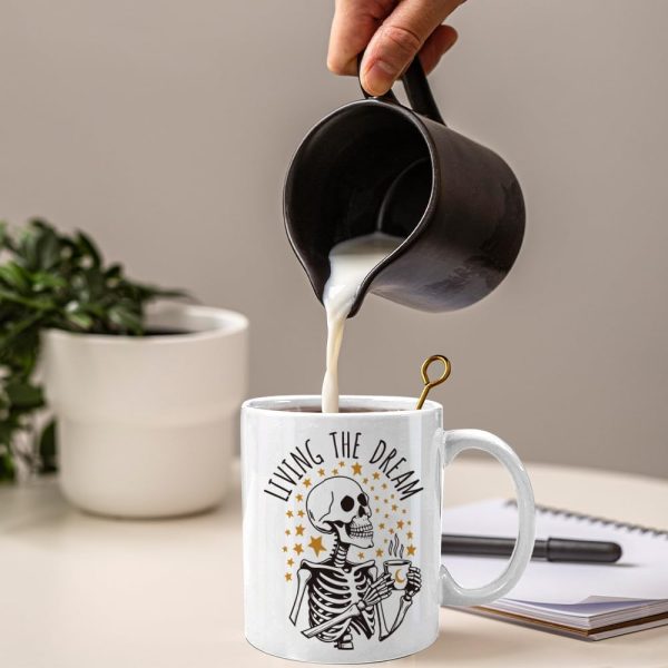 Funny Skeleton Coffee Mug Sarcastic Humor Mug, Gift for Coworker Best Friend Boss, Birthday Christmas Funny Coffee Cup
