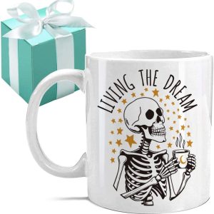 Funny Skeleton Coffee Mug Sarcastic Humor Mug, Gift for Coworker Best Friend Boss, Birthday Christmas Funny Coffee Cup