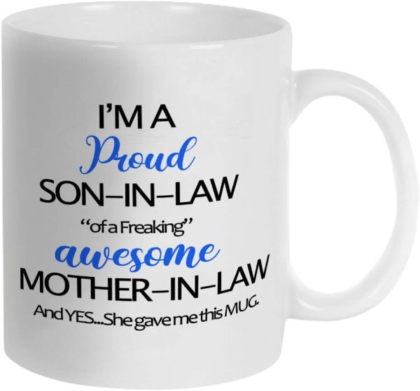 Funny Son in Law Coffee Mug Gift from Mother in Law for Birthday Fathers Day