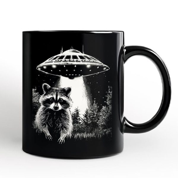 Funny UFO Raccoon Personalized Mug, Alien Gift with Custom Name