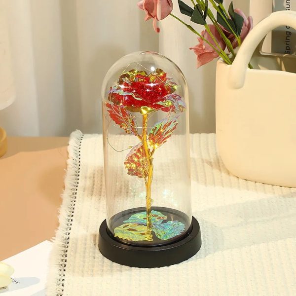 Galaxy Eternal Rose in Dome with LED Lights – Romantic Gift for Valentine’s Day, Mother’s Day, Wedding