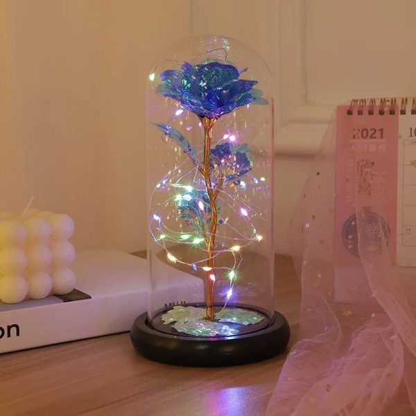 Galaxy Eternal Rose in Dome with LED Lights – Romantic Gift for Valentine’s Day, Mother’s Day, Wedding
