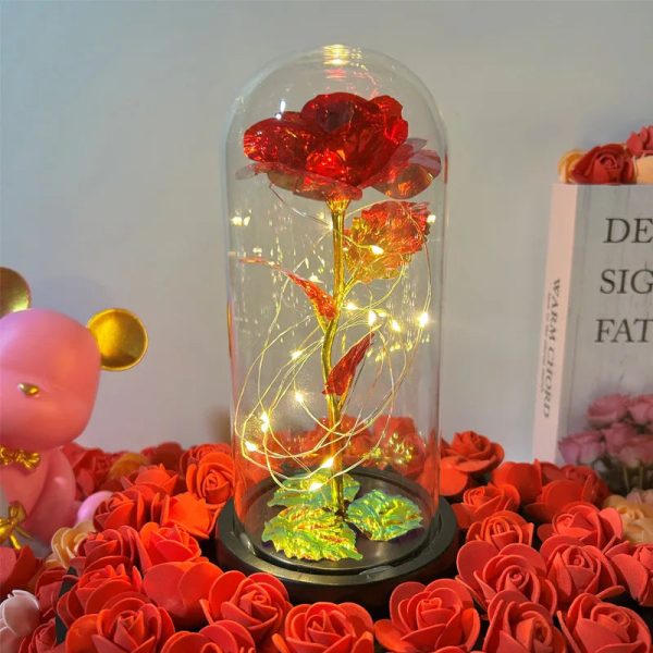 Galaxy Eternal Rose in Dome with LED Lights – Romantic Gift for Valentine’s Day, Mother’s Day, Wedding