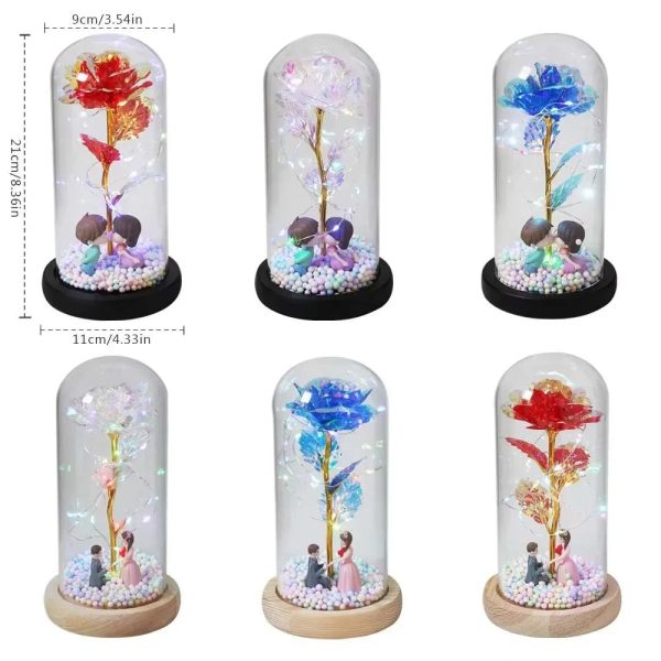 Galaxy Eternal Rose in Glass Dome with Light and Butterfly – Mother’s Day Gift