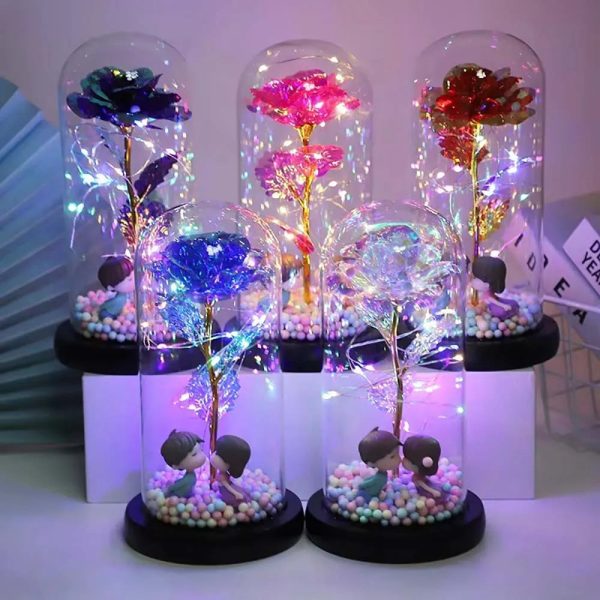 Galaxy Eternal Rose in Glass Dome with Light and Butterfly – Mother’s Day Gift
