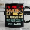 Gamer Dad Controller Personalized Mug, Black Funny Gift for Cool Fathers with Custom Name