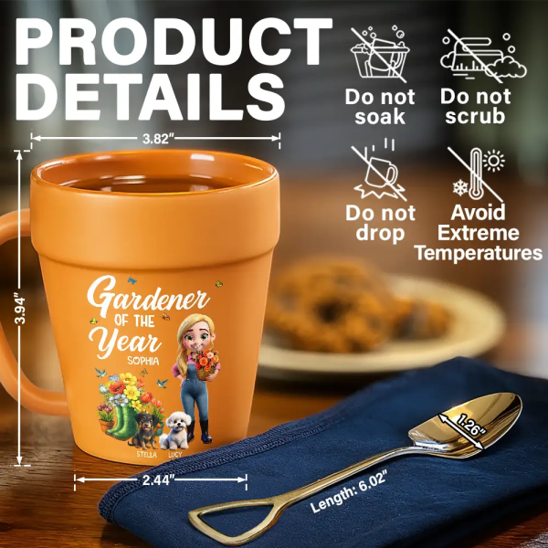 Gardener Of The Year With Dogs - Personalized Plant Pot Ceramic Mug