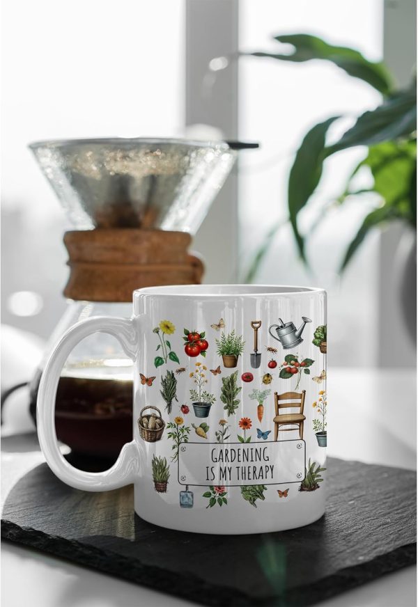 Gardening Is My Therapy Coffee Mug Funny Plant Lover Gift for Gardener Mom Wife