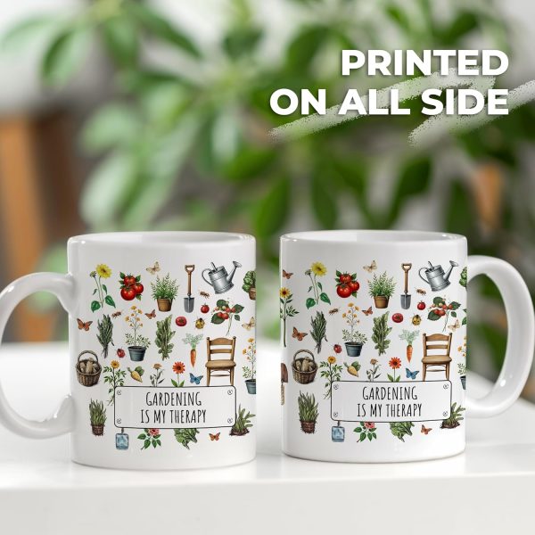 Gardening Is My Therapy Coffee Mug Funny Plant Lover Gift for Gardener Mom Wife