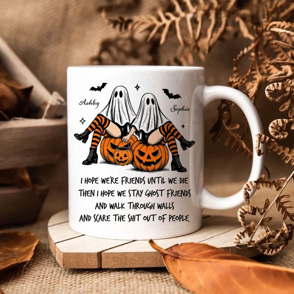 Ghost Girls We're Friends Until We Die Personalized Mug, Halloween Gift for Besties, Best Friends