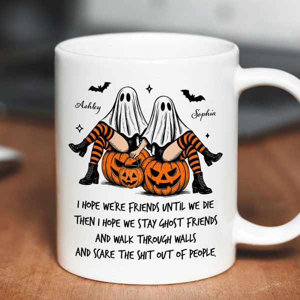 Ghost Girls We're Friends Until We Die Personalized Mug, Halloween Gift for Besties, Best Friends