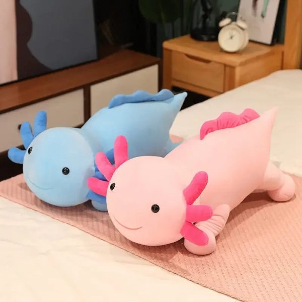 Giant Axolotl Plush Toy Colorful Stuffed Salamander Long Pillow for Kids
