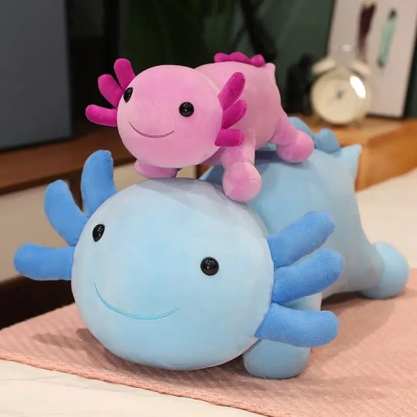 Giant Axolotl Plush Toy Colorful Stuffed Salamander Long Pillow for Kids
