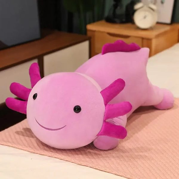 Giant Axolotl Plush Toy Colorful Stuffed Salamander Long Pillow for Kids