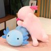 Giant Axolotl Plush Toy Colorful Stuffed Salamander Long Pillow for Kids