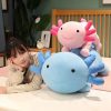 Giant Axolotl Plush Toy Colorful Stuffed Salamander Long Pillow for Kids