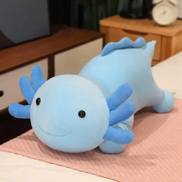 Giant Axolotl Plush Toy Colorful Stuffed Salamander Long Pillow for Kids