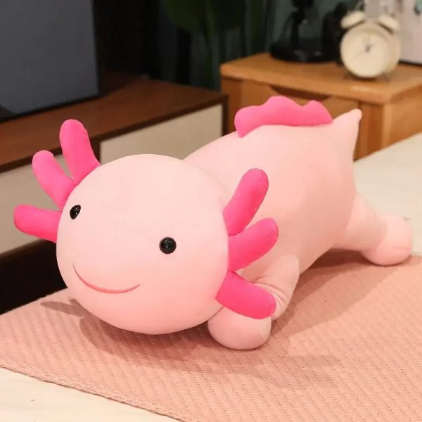 Giant Axolotl Plush Toy Colorful Stuffed Salamander Long Pillow for Kids