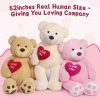 Giant Pink Teddy Bear With Red Heart 4.3ft